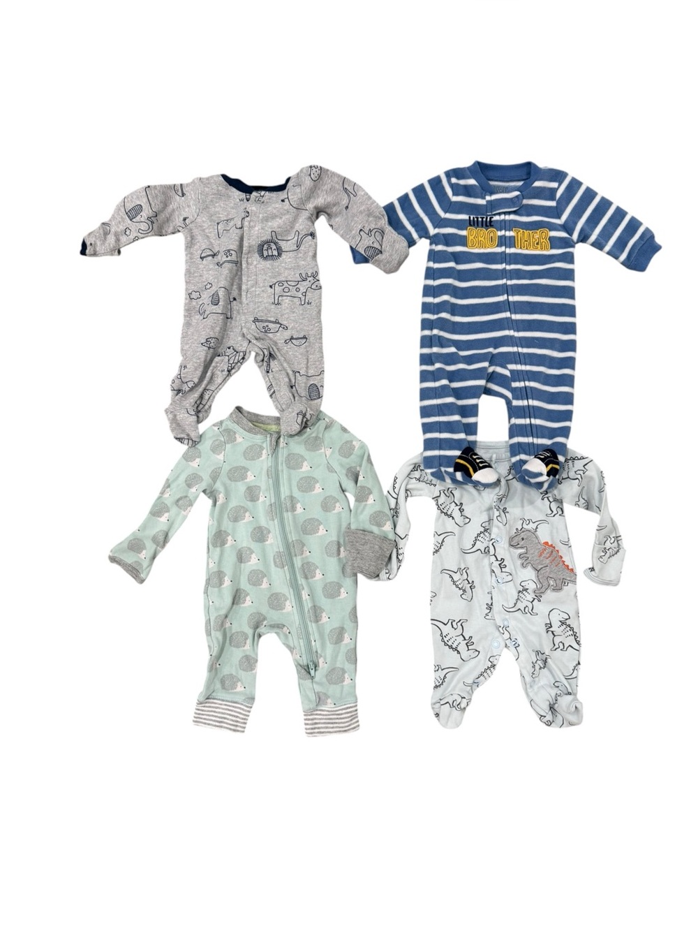 Carter’s Cloud Island Baby Boy Newborn Sleeper Pajama Lot 4 Animals Dino